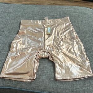 Skims Metallic Swim Mid Waist Shorts
